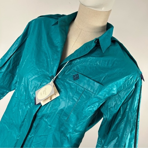 Dior Teal Satin Blouse - Picture 4 of 12